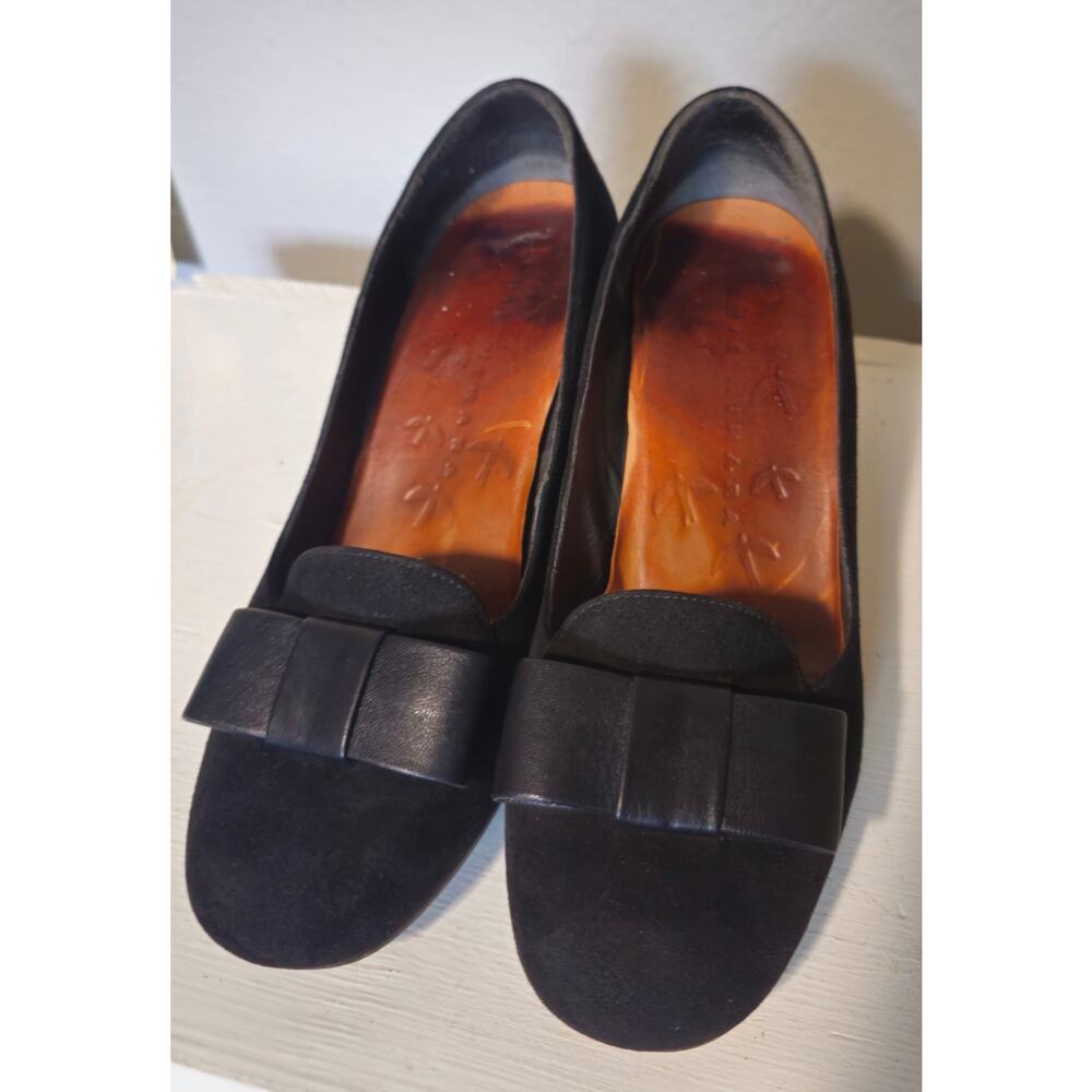 Chie Mihara Suede Pumps 38.5 US 8 Black Boemws Block Heels